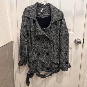 NWOT Free People Oversized Marled Black & White Peacoat Jacket Coat